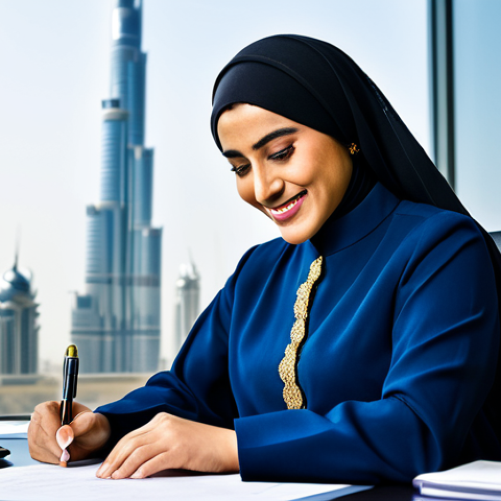 환경 관련 자격증 난이도 비교 - **Subject:** A successful Emirati businesswoman in her late 30s. **Clothing:** A stylish, modest bus...