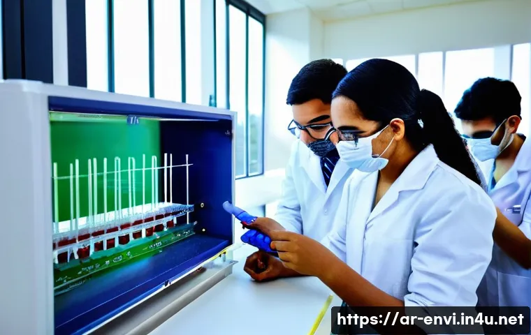 환경보건 실기 대비 팁 - **Prompt: University Environmental Health Lab Session** "A bright, state-of-the-art environmenta...