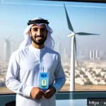 환경기술 경력직 연봉 정보 - A professional Middle Eastern environmental technology expert wearing smart casual business attire a...