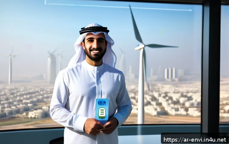 환경기술 경력직 연봉 정보 - A professional Middle Eastern environmental technology expert wearing smart casual business attire a...